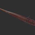 Old Rustic Wooden Baseball Bat Weapon Decorated With Wrapped Metal Chain