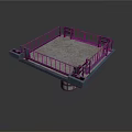 Sturdy Square Industrial Platform Equipment With Metal Railing And Support Base Structure 3d model