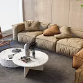 Modern Sofa Coffee Table Combination Internet Celebrity Bean Curd Block Sofa Coffee Table Casual Single Chair Decoration Carpet Combination 3d model
