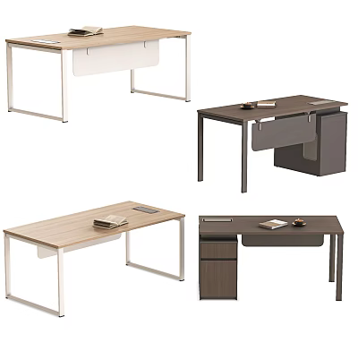 Modern Office Desk Designs With Wooden Tops Metal Legs And Storage Drawer Features 3d model