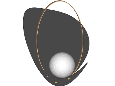 Elegant Modern Wall Lamp With Black Backplate Gold Metal Ring And White Spherical Shade 3d model