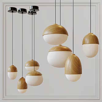 Nordic Chandelier Wooden Chandelier Combination 3d model