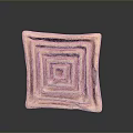 Artistic Square Layered Sculpture Carving with Light Brown Textured Surface on Black Background and Reflection