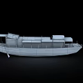 Traditional Wooden Boat With Classic Roofs Railings Windows And Oar Structure