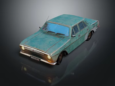 Turquoise Vintage Classic Car With Retro Design And Old Fashioned Look 3d model