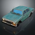 Turquoise Vintage Classic Car With Retro Design And Old Fashioned Look
