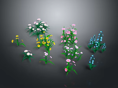 Diverse Plant Collection With Colorful Flowers Different Shapes And Green Leaves 3d model