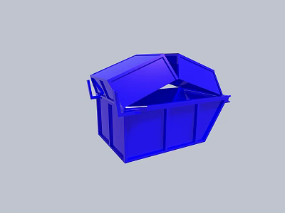 Blue Sturdy Trash Bin With Open Double Lids And Durable Construction 3d model
