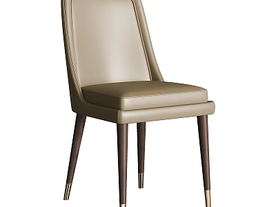 Elegant Leather Upholstered Leisure Chair with Modern Design and Dark Wooden Legs 3d model