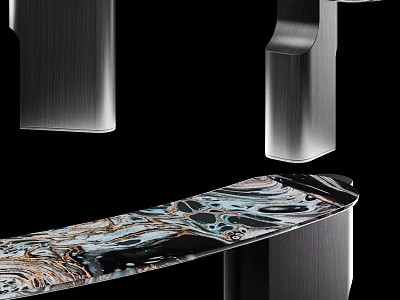 Modern Contemporary Table With Marble Top And Sleek Metal Legs 3d model