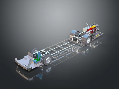 Car Chassis With Wheels And Frame Structure For Vehicle Design 3d model