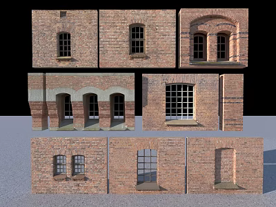 Casement Windows In Red Brick Walls With Various Architectural Design Styles 3d model