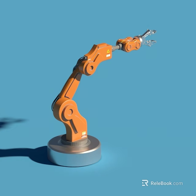 Smart Machine Orange Robotic Arm With Precision Grip And Mechanical Structure 3d model