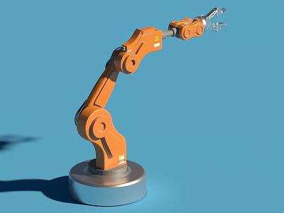 Smart Machine Orange Robotic Arm With Precision Grip And Mechanical Structure 3d model