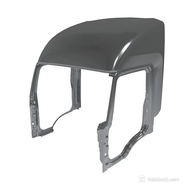 Gray Metallic Vehicle Cab Frame With Heavy Duty Structural Supports 3d model 