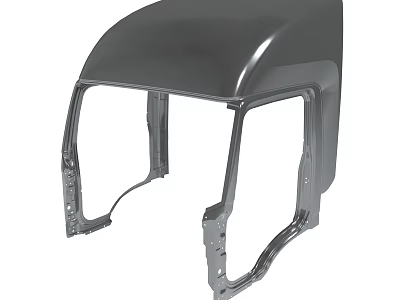Gray Metallic Vehicle Cab Frame With Heavy Duty Structural Supports 3d model