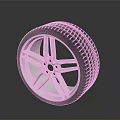 Durable Car Wheel Rim And Tire With Silver Alloy Spokes And Black Tread