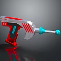 Red And Silver Futuristic Weapon With Blue Components And Streamlined Design 3d model