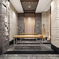Luxurious SPA Sauna Corridor With Marble Walls Columns And Lighting 3d model