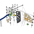 Outdoor Playground Equipment With Climbing Structures Rope Nets And Colorful Components For Kids Activity
