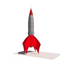 Red And Gray Rocket Model Design With Pointed Nose And Fins