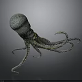 Realistic 3D Rendered Spotted Octopus With Curled Tentacles On Dark Background