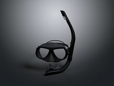 Black Diving Mask And Snorkel Set For Water Sports Activities 3d model