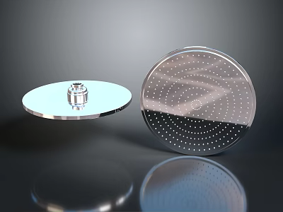 Modern Round Rainfall Shower Head with Sleek Metal Surface and Small Nozzles 3d model