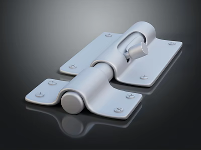 Durable Metal Hinge Hardware Tool With Stainless Steel Plates And Screw Holes 3d model