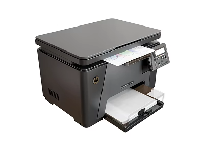 HP Multifunction Black Printer With Control Panel And Paper Tray Design 3d model