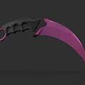 Karambit Tactical Weapon With Purple Blade And Black Handle Ring Design 3d model