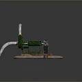 Vintage Green Manual Water Pump With Metal Pipes And Rustic Ground Base