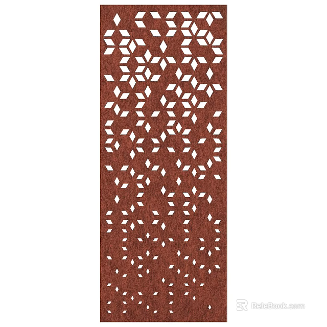 Decorative Brown Wall Decor With White Geometric Cutout Pattern Design 3d model
