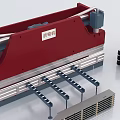 Industrial Hydraulic Bending Machine With Red Metal Structure Supporting Components And Metal Plates
