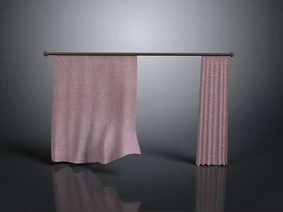 Textured Pink Fabric Towels Hanging On Metal Rod Home Daily Use 3d model