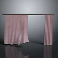 Textured Pink Fabric Towels Hanging On Metal Rod Home Daily Use