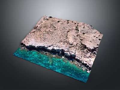 Scenic Rocky Coastline With Clear Turquoise Water And Cracked Rock Surface 3d model