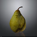 Fresh Ripe Pear With Yellow Green Skin And Brown Spots On Dark Background