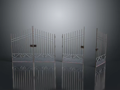 Hardware Tools Decorative Metal Gates Three Styles With Vertical Bars And Reflective Surface 3d model