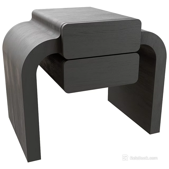 Modern Bedside Table With Dark Wood Finish And Minimalist Drawer Design 3d model 