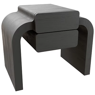 Modern Bedside Table With Dark Wood Finish And Minimalist Drawer Design 3d model