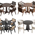 Quiet Style Casual Table and Chair Combination Dining Table and Chair 3d model