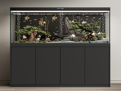 Modern fish tank aquarium tropical fish ornamental fish rockery stone shoe cabinet decorative cabinet 3d model