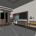 Modern Hotel Guest Room With Large Bed Sofa Desk Chair TV And Wooden Flooring
