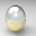 Egg Shaped Decorative Ornament Set With Silver And Gold Brushed Metal Finish For Home Accent