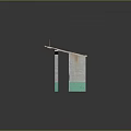Industrial Equipment Platform with V Shaped Supports Green Gray Orange Frame Worn Texture