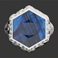 Elegant Silver Ring With Hexagonal Blue Gemstone And Intricate Engraved Design Details 3d model