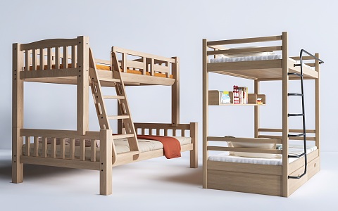 high and low bed bunk bed bunk bed 3d model