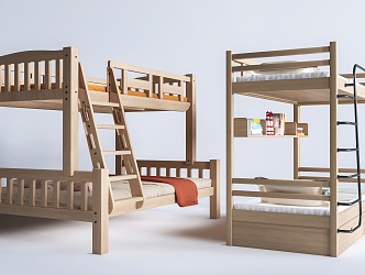 high and low bed bunk bed bunk bed 3d model