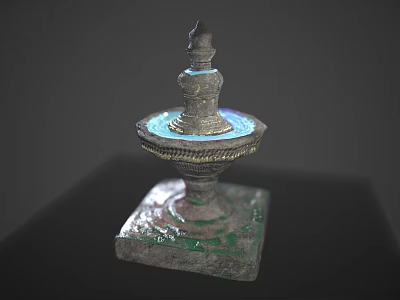 Garden Ornament Small Multi Tiered Stone Fountain With Square Base Water Basin And Spire Decoration 3d model